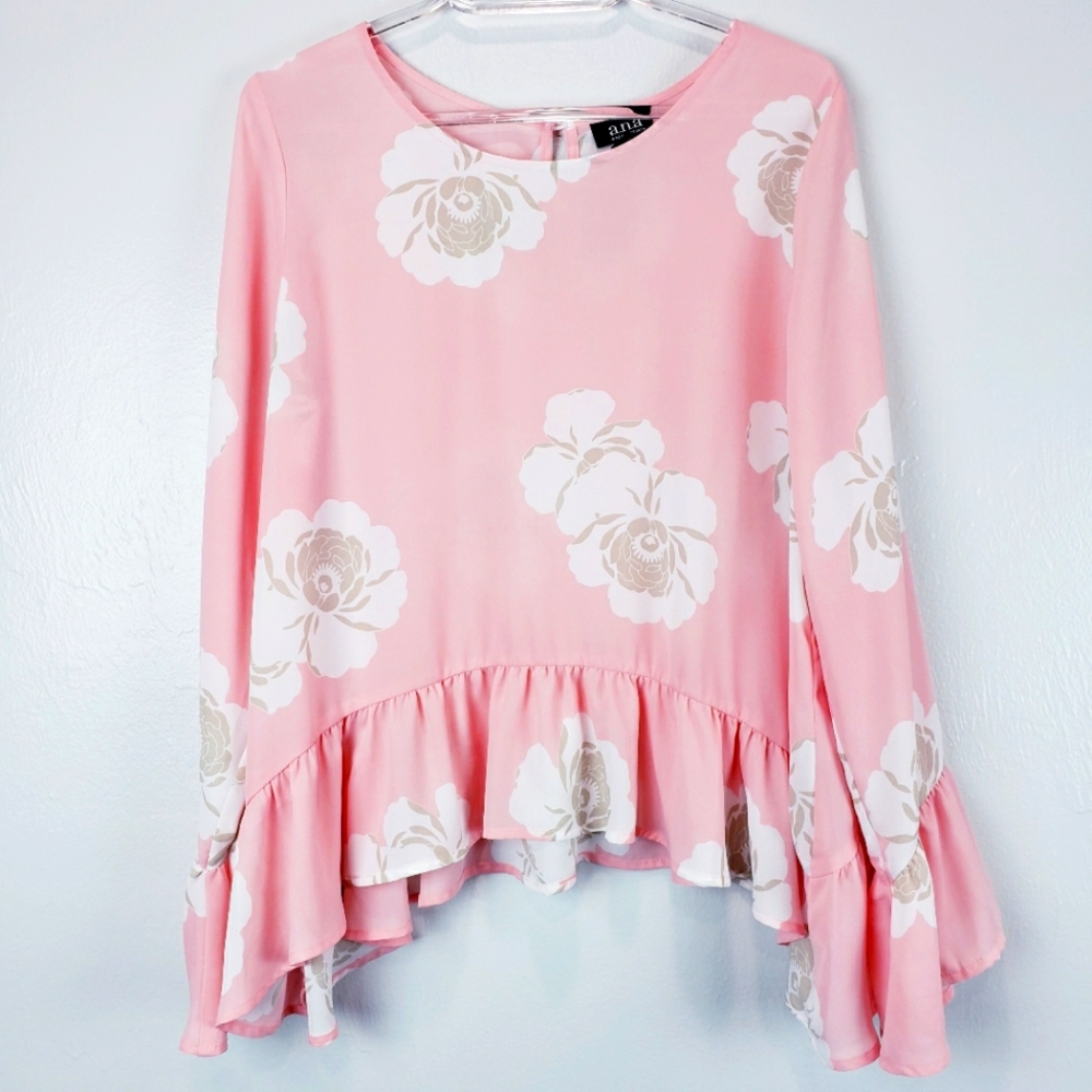 A.N.A Floral Belle Long Sleeve Blouse EUC